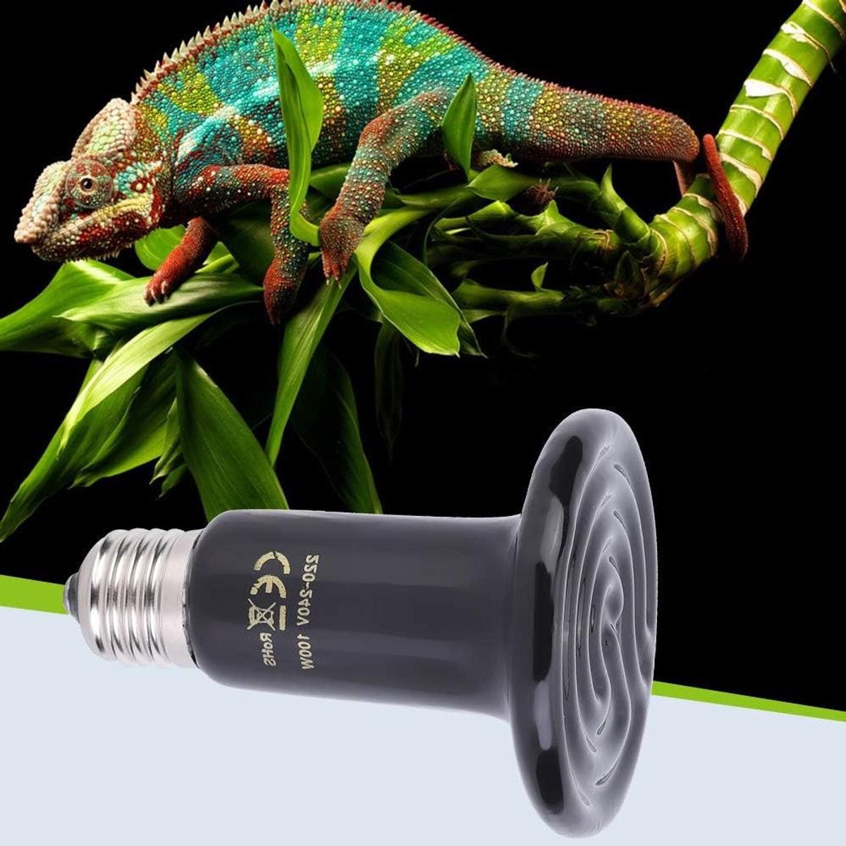 Keramische Warmtelamp - Infrarood Lamp - Reptielen Verwarmen - Hoge Thermische Efficiëntie - 100W - Zwart