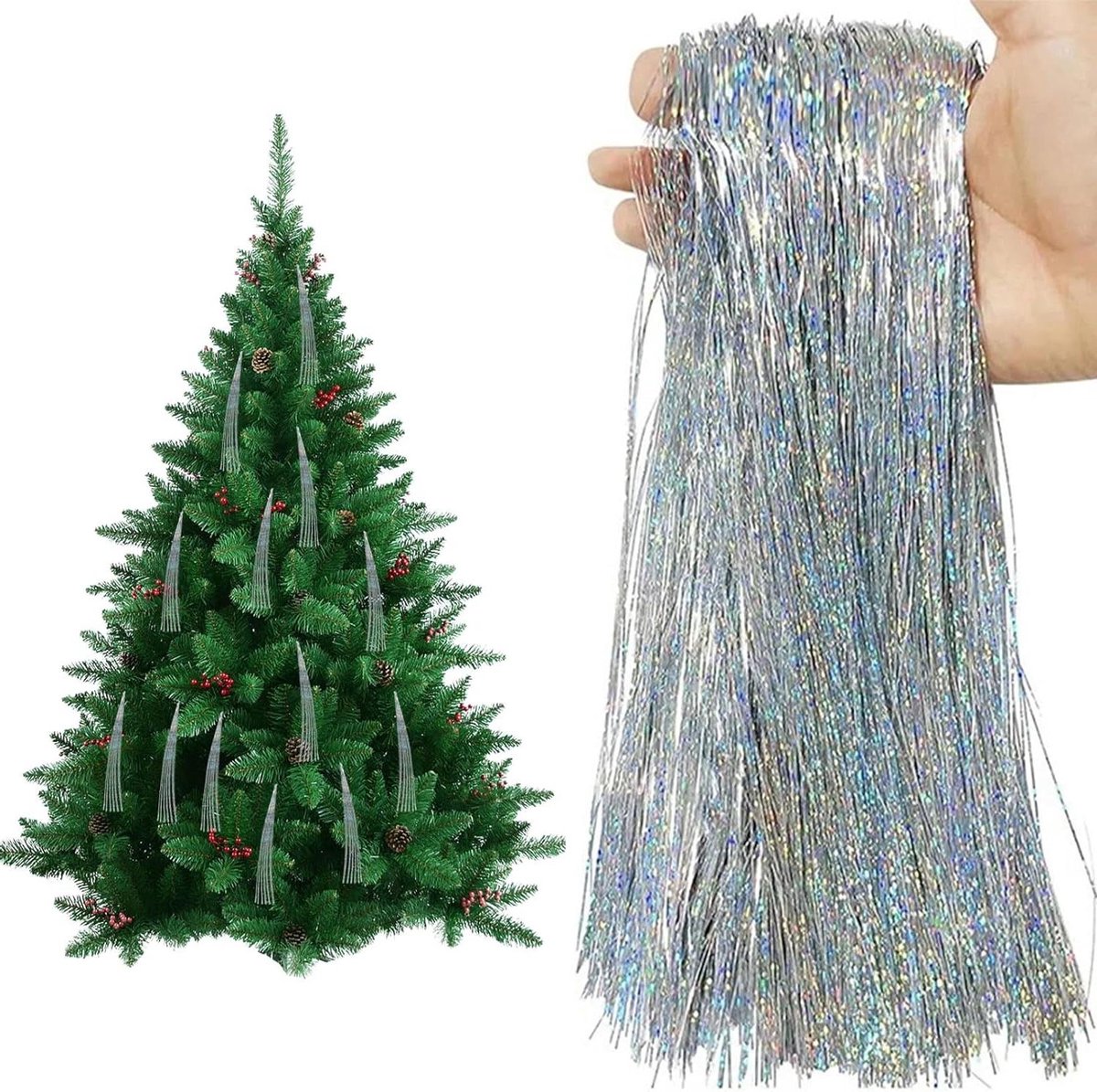 Lametta Kerstboom Decoratie - Glitter Gordijn Kerst - Kerstboom Versieren - 3000 Sprankelende Draden