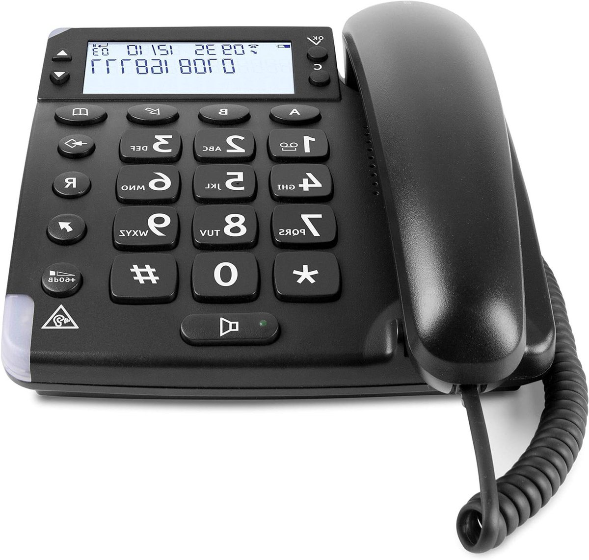 Snoertelefoon Groot Display - Hoorondersteunende Telefoon - Gemakkelijk Bellen - Optische Oproepsignalering - 20 x 22 x 8.5 cm - Zwart