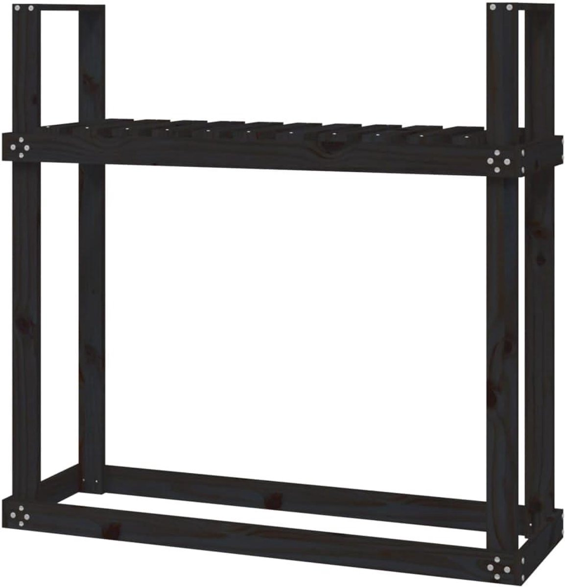 Houthaard Rek - Houtopslag Openhaard - Openhaard Voorbereiden - Houdt Hout Droog - 110x35x109.5 cm - Zwart