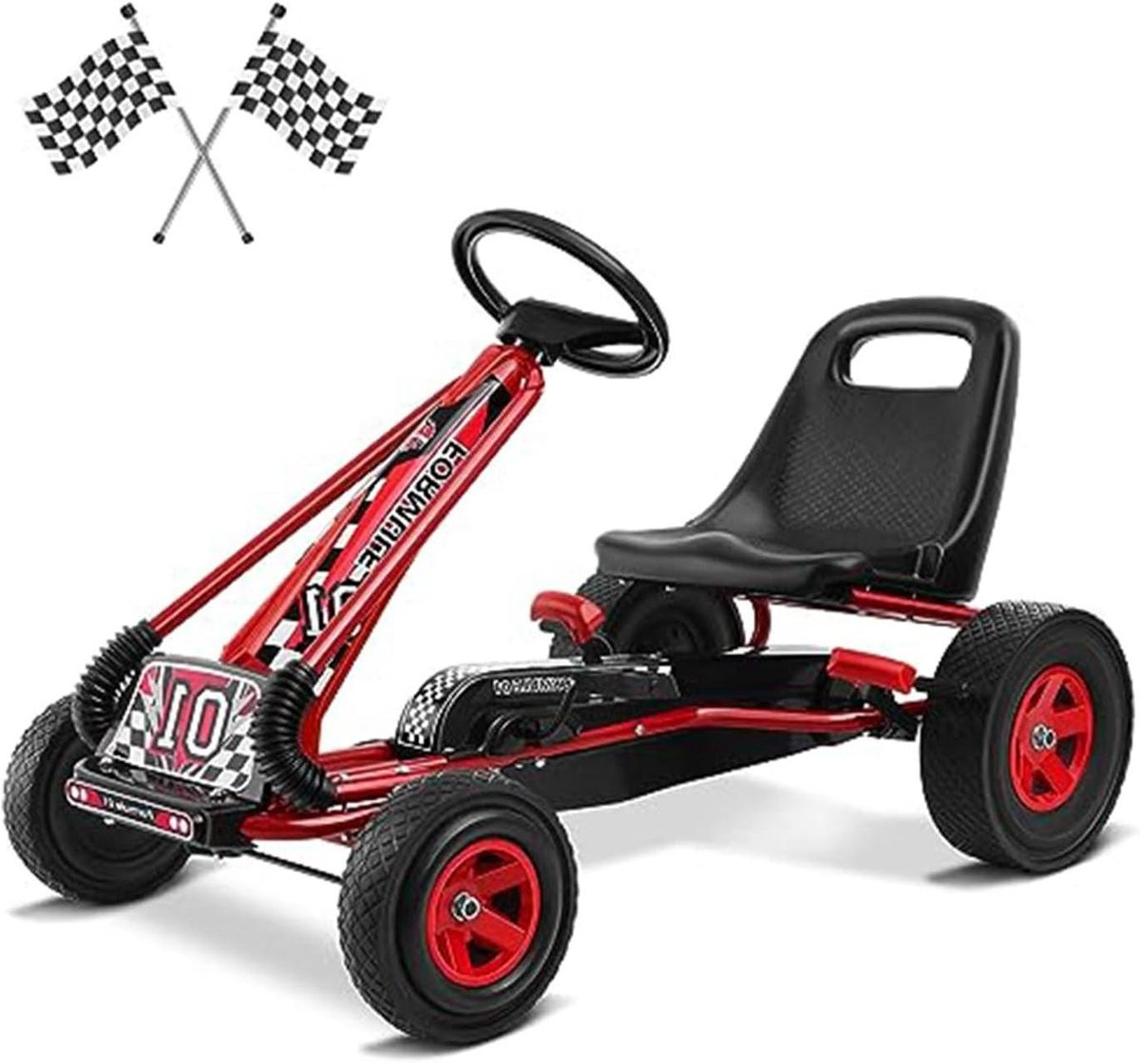Kinder skelter - Trapauto kind Pedaalauto - Buiten spelen - Verstelbare zitting - 103 x 63 x 62 cm - Rood