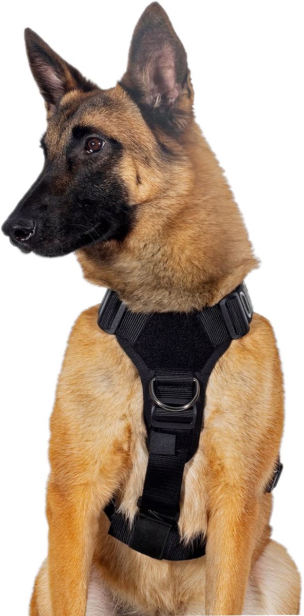 Tactisch instelbaar No-Pull Hondentuigje Goliath met handvat voor honden XL zwart - training wandelen outdooractiviteiten