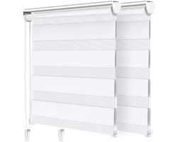 Rolgordijn Duo - Zonwering Raam - Privacy Creëren - Zonder Boren Montage - 100x150 cm - Wit