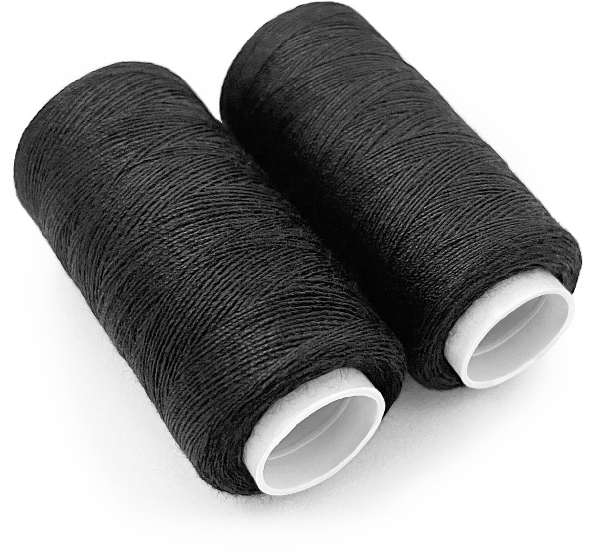 Naaigaren zwart, 2 stuks van polyester. 2 spoelen van 350 m in de kleur zwart. Garen voor het naaien van textiel voor alle doeleinden, behalve voor buitenwerk. Draad voor alle textieldoeleinden,