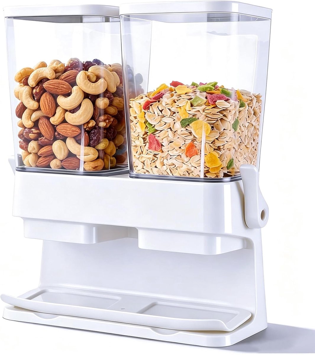 set van 2, 3 l, luchtdichte Cornflakes-dispenser, grote capaciteit, automatische rijstopslag, geschikt voor transparante vershouddozen met deksel voor muesli, snacks