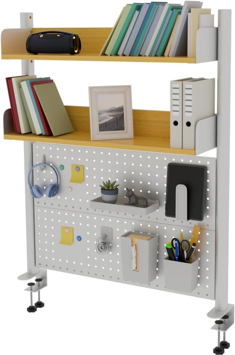 Bureaurek - Bureau organizer - Thuiswerkplek inrichten - Klem op 2 niveaus - 80 cm breed - Beige