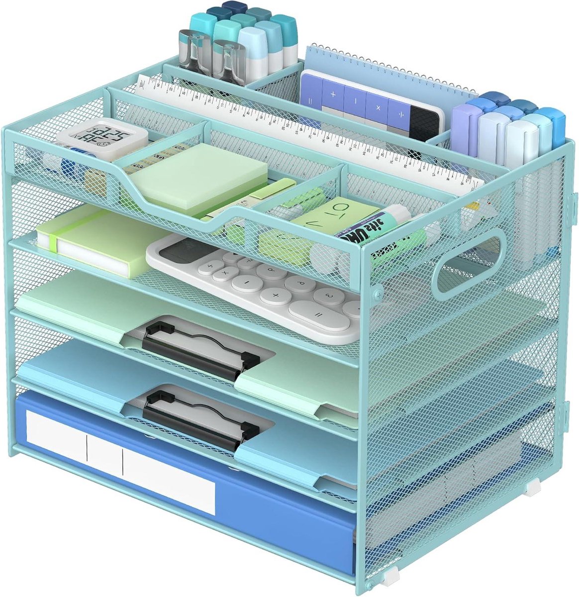 Bureau Organizer - Brievenlade Archiefhouder - Kantoor Organiseren - Verstelbare Compartimenten - 2616 x 2311 x 32 cm - Blauw