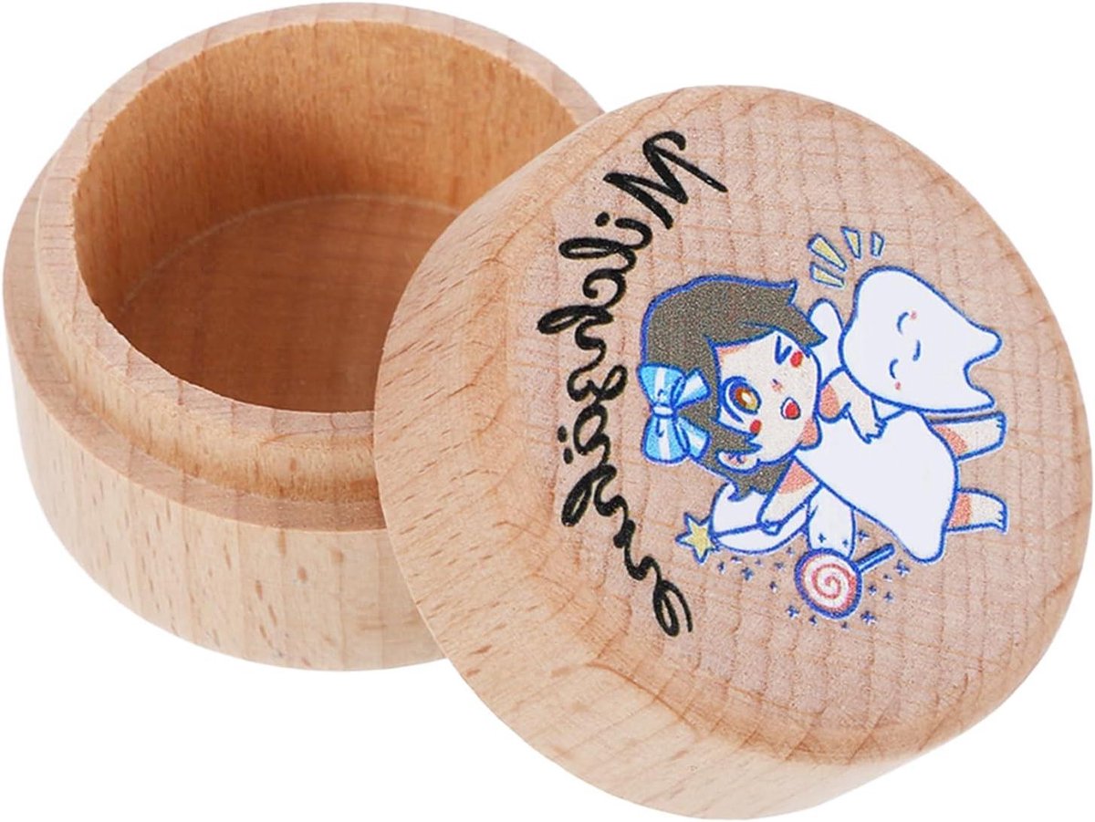 Tandendoos Hout - Melktanden Bewaren - Herinneringen Koesteren - Natuurlijke Kleur - 5 x 3.5 cm - Houtkleur