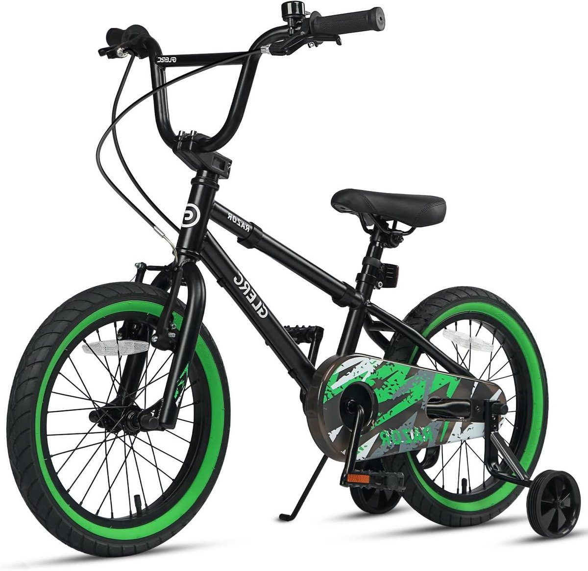 Kinderfiets BMX-stijl - Jongensfiets Stabilisatoren - Leren Fietsen - Dubbel Remsysteem - 16 inch - Zwart Groen