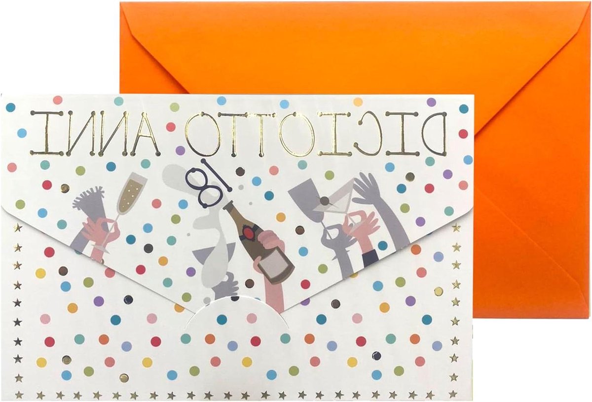 Wenskaart - Felicitatiekaart Verjaardag - 18 Jaar Vieren - Met Tekst - 17 x 12 cm - Meerkleurig