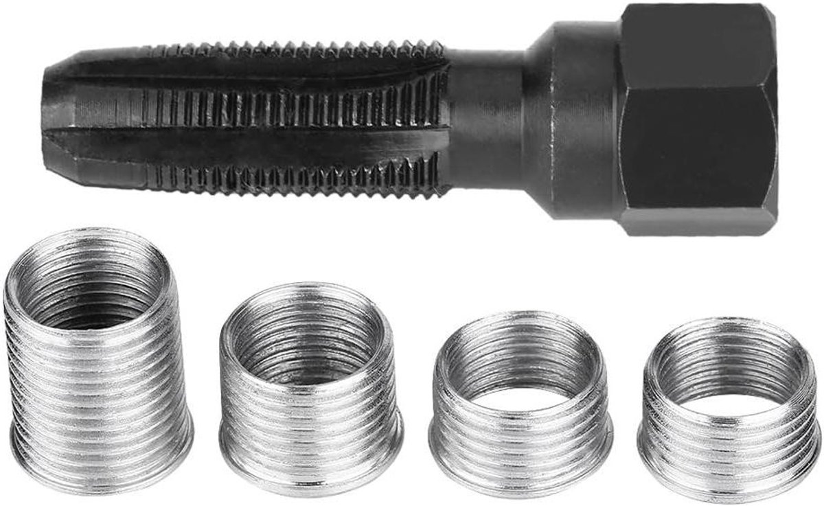 Bougie Schroefdraad Reparatie - Bougiegereedschap Set - Motoronderhoud - Gehard Koolstofstaal - 14 mm Schroefdraad - Zilverkleurig