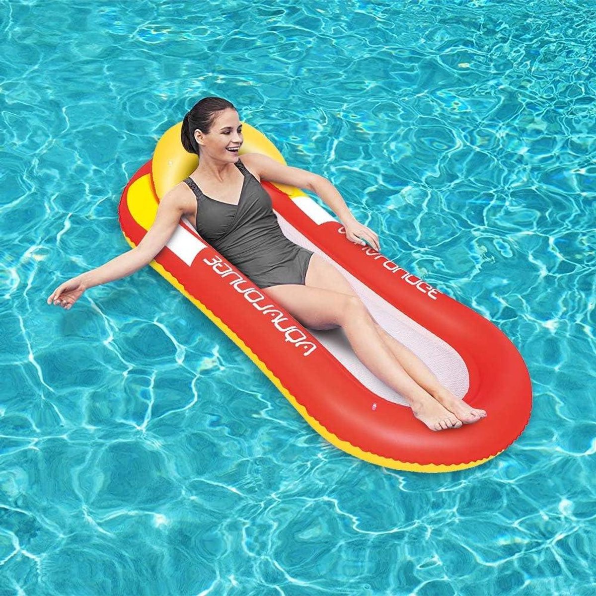 Water Hammock - Lounge Net Matras - Ontspannen in Water - Ergonomisch Ontwerp - 160 x 90 cm - Rood