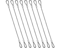 Veiligheidskabels RVS - Staalkabels met Oogjes - Licht Ophangen - Roest- en Corrosiebestendig - 30 cm Lengte - Zilverkleurig