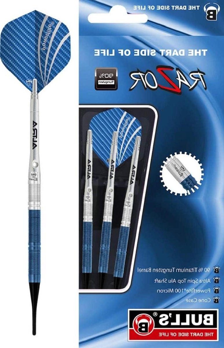 Razor Soft Dart - Softtip Darts - Darts Spelen - 90% Wolfraam Barrel - 18 g - Zilver Blauw
