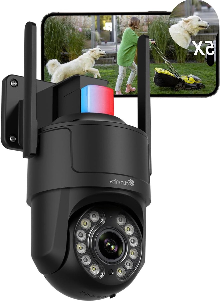 Bewakingscamera Buiten - WLAN Camera - Veiligheid Thuis - 360 Graden Dekking - 12 Volt - Zwart