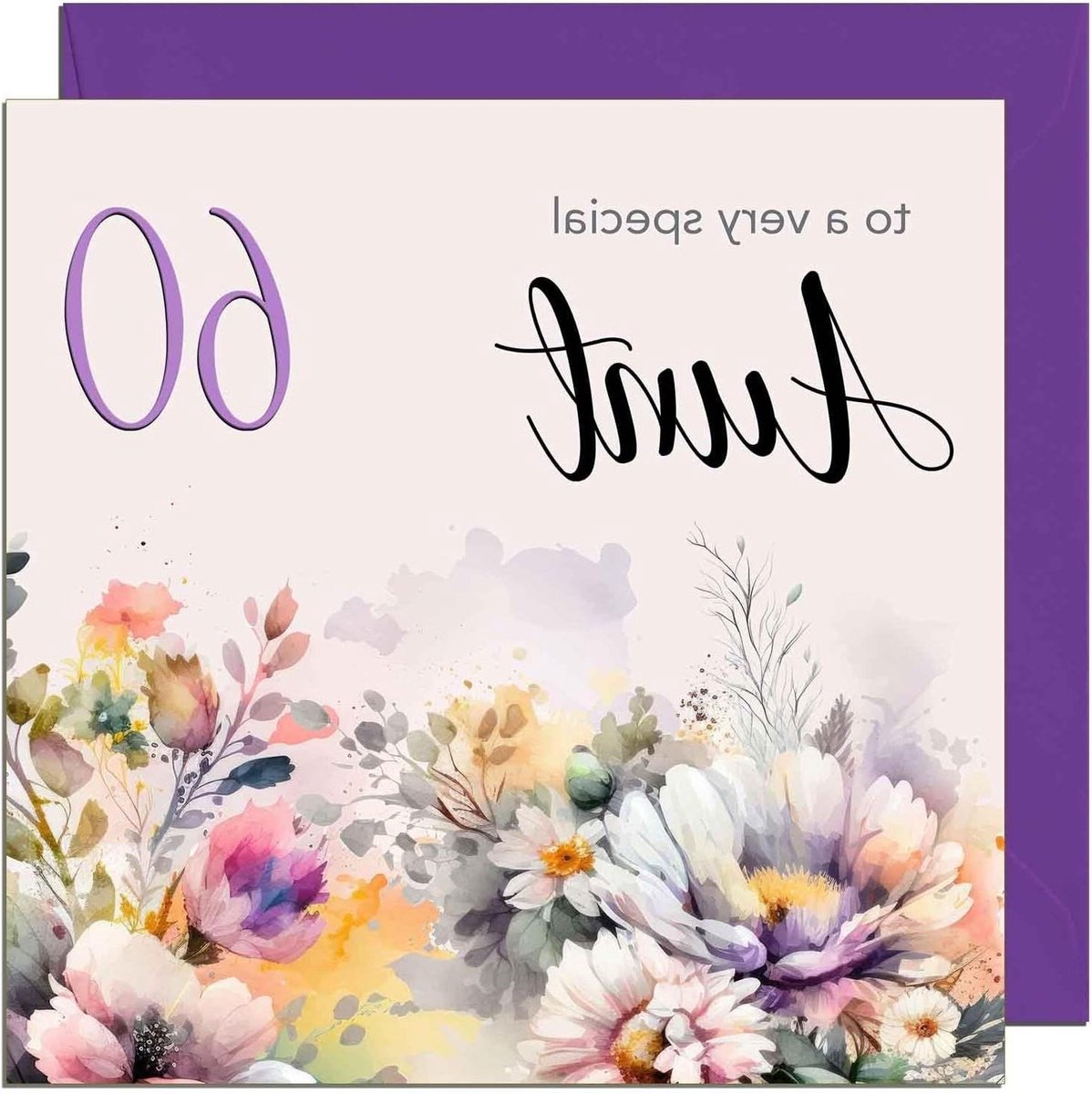 Verjaardagskaart Tante - Kaart Tante 60 Jaar - Geleuk Verjaardag Wensen - Dikke 350gsm Kaart - 145 x 145mm
