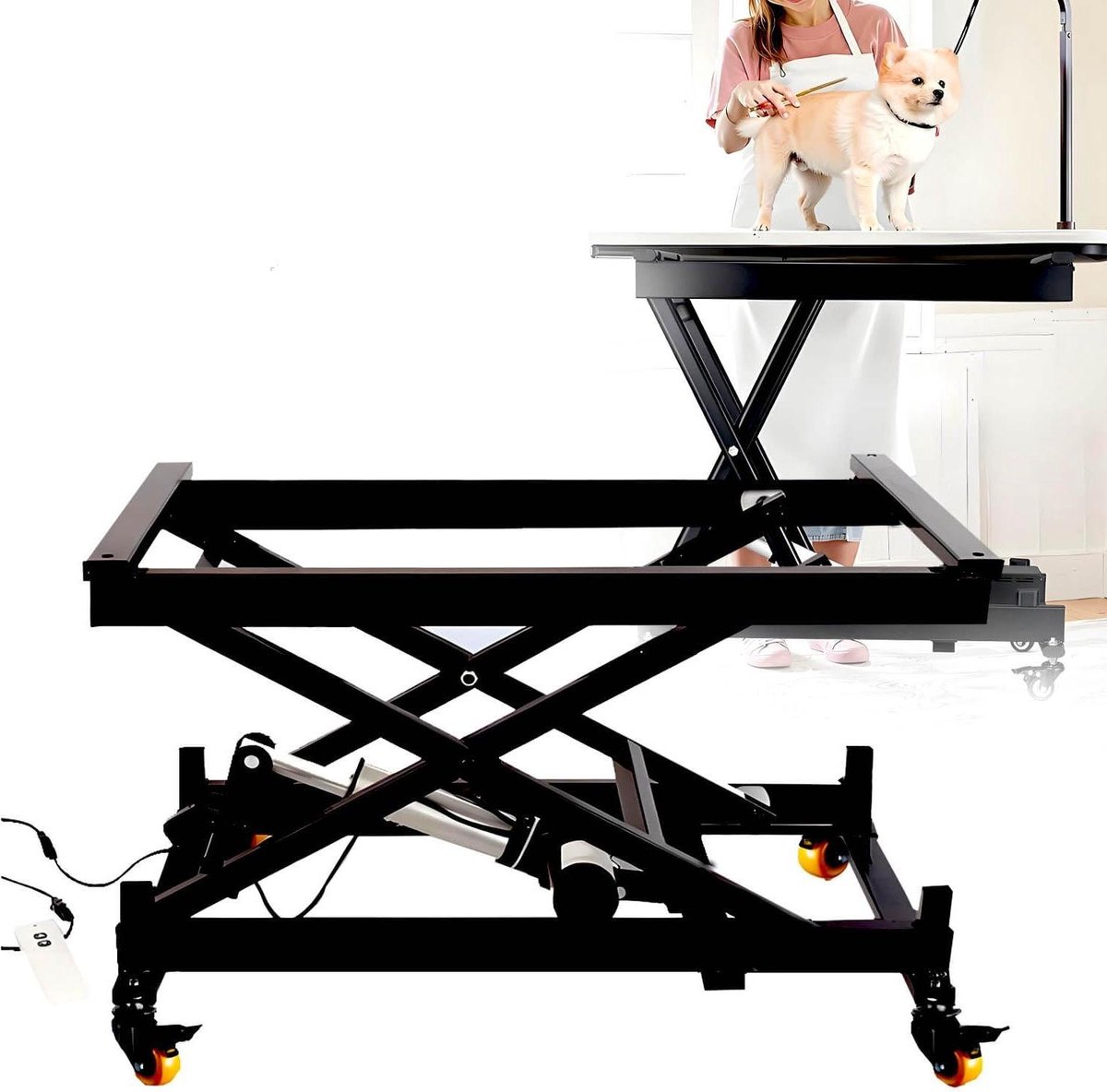 Elektrische Heftafel - Schaarheftafel Hefplatform - Materiaal Transport - Elektrische Hoogteverstelling - 150 kg 19-68 cm - Zwart