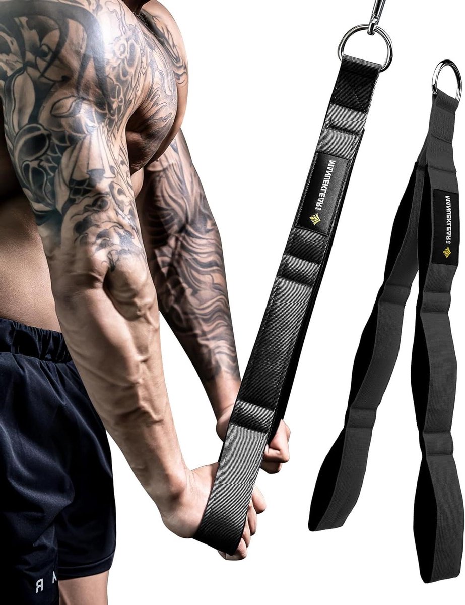 Triceps Touw Bevestiging - Kabel Handgreep - Kracht Training - Extra Lange Bewegingsbaan - 28.8 x 19.3 x 6.81 cm