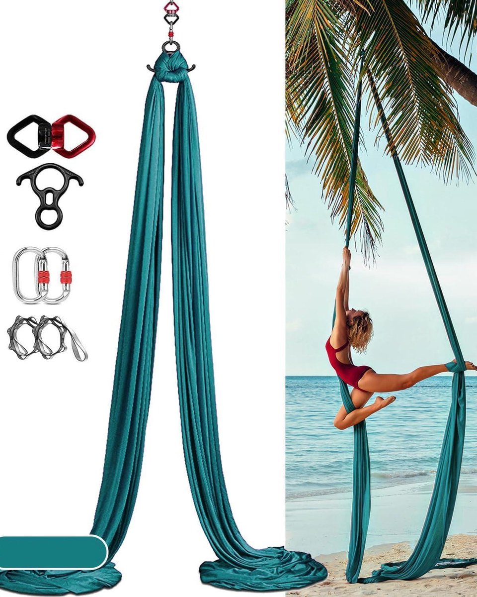 Aerial Yogadoek - Hangmat Yoga - Yoga Oefenen - Rekbaar Hoogwaardig Materiaal - 8 meter - Donkergroen