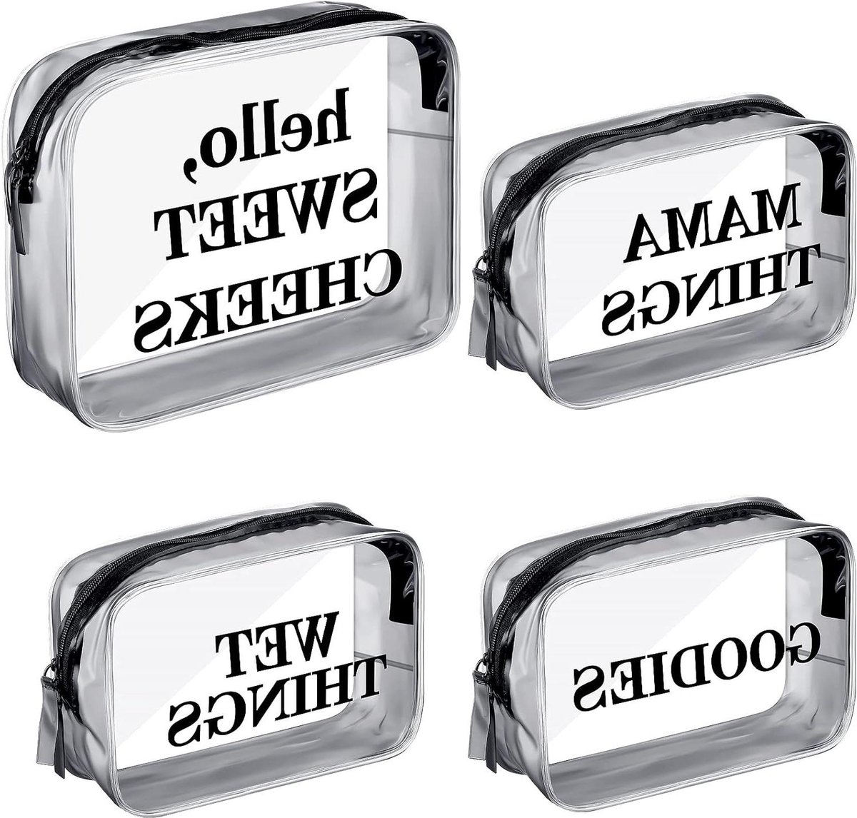 Luierzakken Organizer Set - Reis Tassen - Baby Verzorging - Doorzichtig PVC Materiaal - 4 Stuks - Transparant