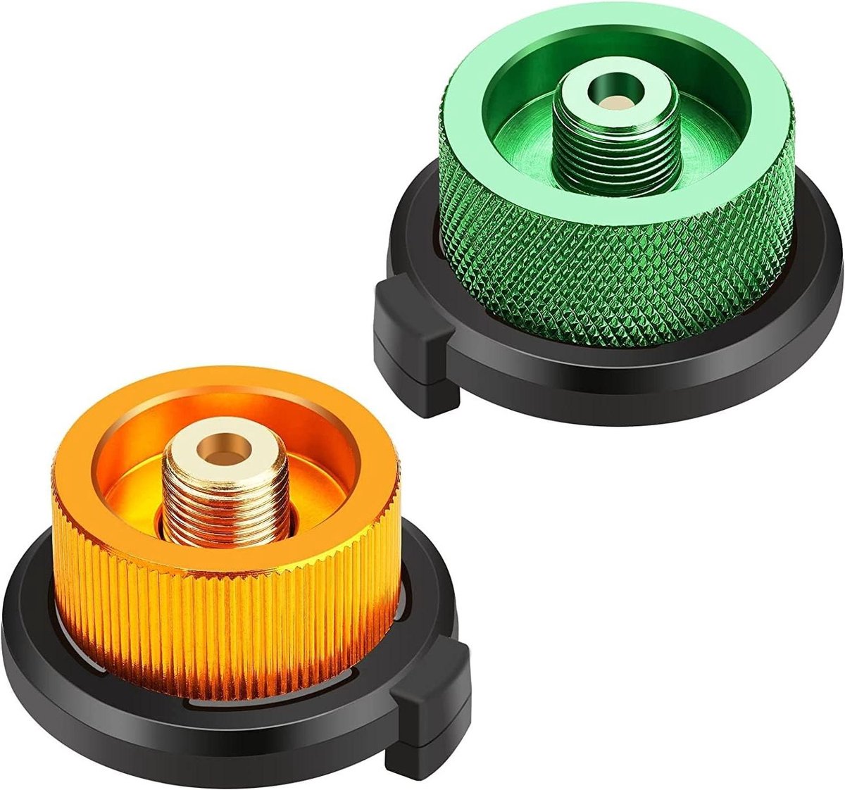 Gaspatroon Adapter - Brander Aansluiting - Outdoor Koken - Aluminium Materiaal - 2 Stuks - Oranje Groen