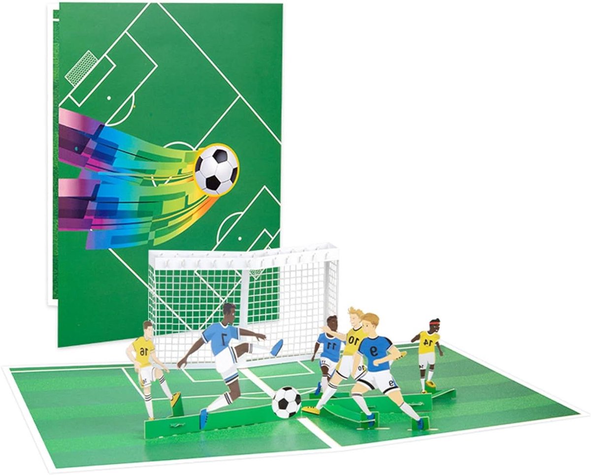Verjaardagskaart Voetbal - Wenskaart 3D - Verjaardag Vieren - Uniek 3D Design - 20 x 15 cm - Voetbal