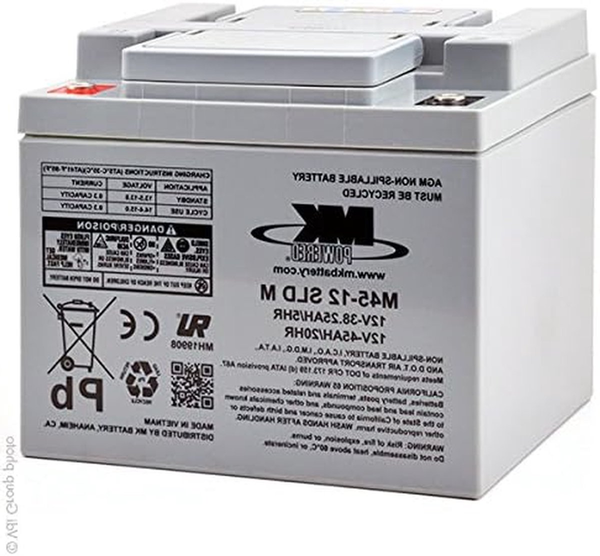 Autoaccu - Startaccu Lood AGM - Auto Starten - AGM Technologie - 198x166x171 mm - Grijs