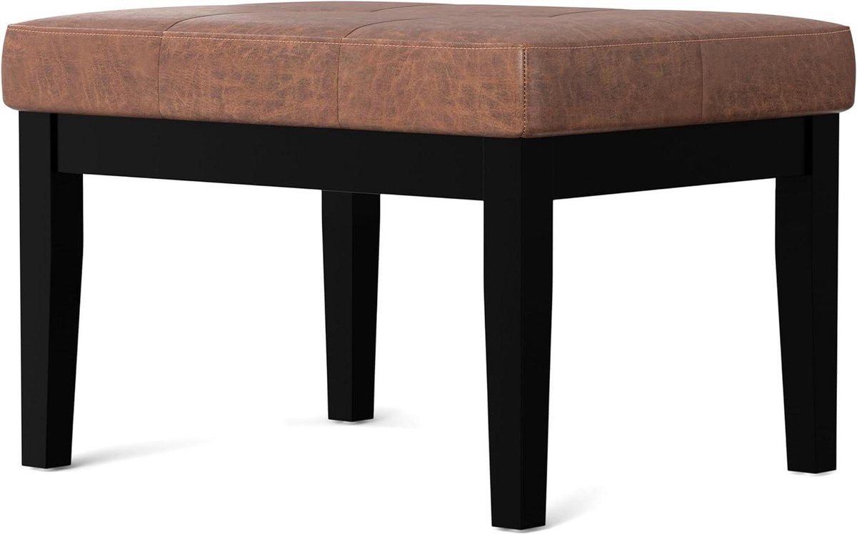 Ottomaanse Bank - Poef Voetenbank - Extra Zitplaats - Handgemaakt Massief Hout - 66 cm - Bruin
