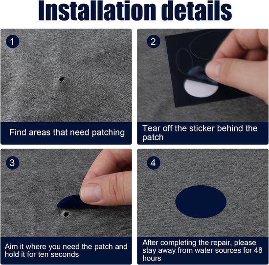40 Stuks Zelfklevende Reparatiepatches Nylon Waterdicht voor Donsjacks en Tenten - 8 Maten in Marineblauw van Merkloos — afbeelding 5