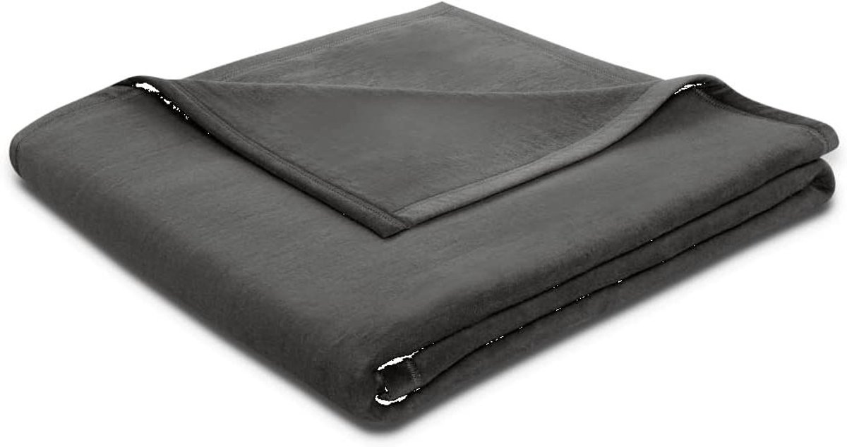 Plaid katoen - Woondeken deken - Gezelligheid creëren - Met fluwelen rand - 150 x 200 cm - Leisteen