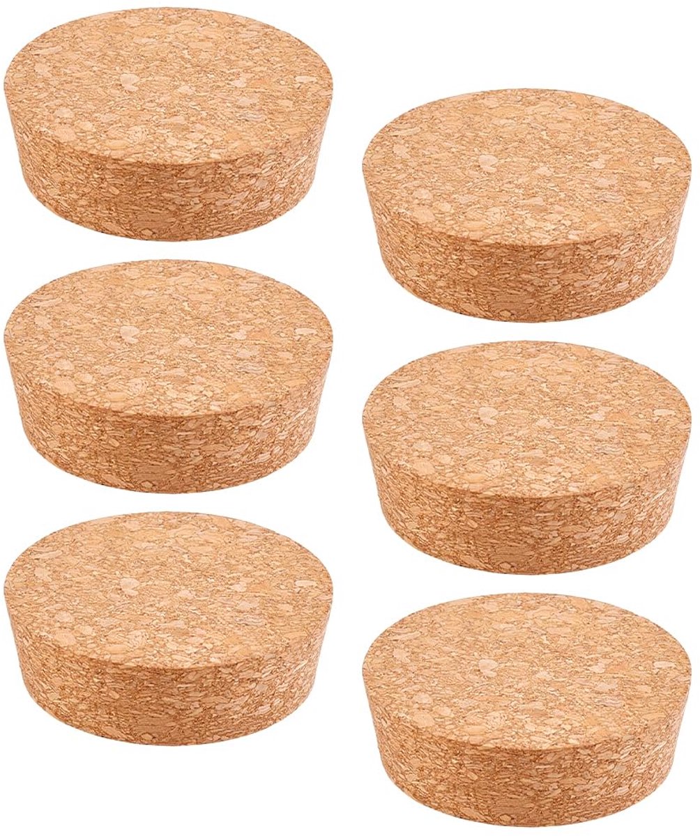 6 stuks kurken voor flessen, natuurlijke houten kurken, plat, rond, van zacht hout, vatsluiting, grote 63 ~ 69 mm diameter, natuurlijke sluiting, vervanging