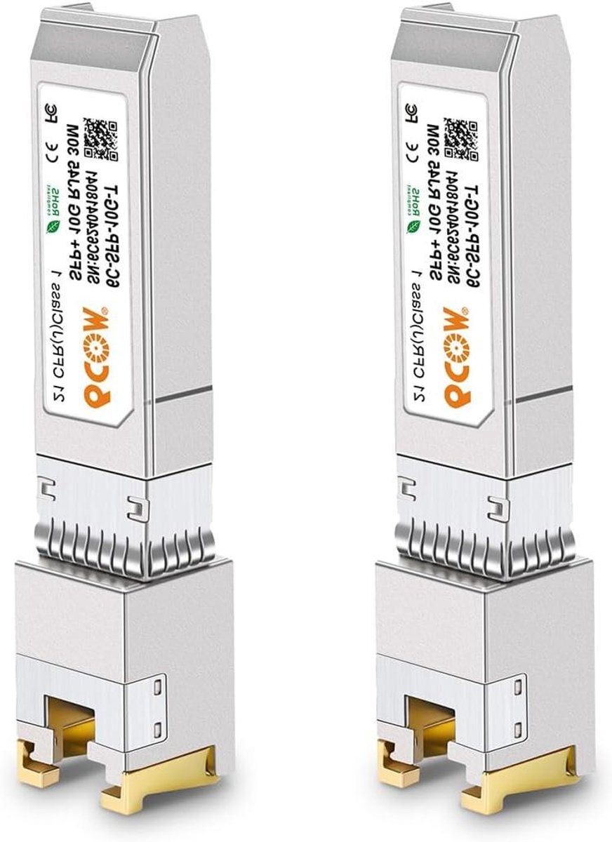 SFP+ Transceiver Module - RJ45 Koper Module - Netwerkverbindingen Uitbreiden - Brede Compatibiliteit - Tot 30 m - Zilver