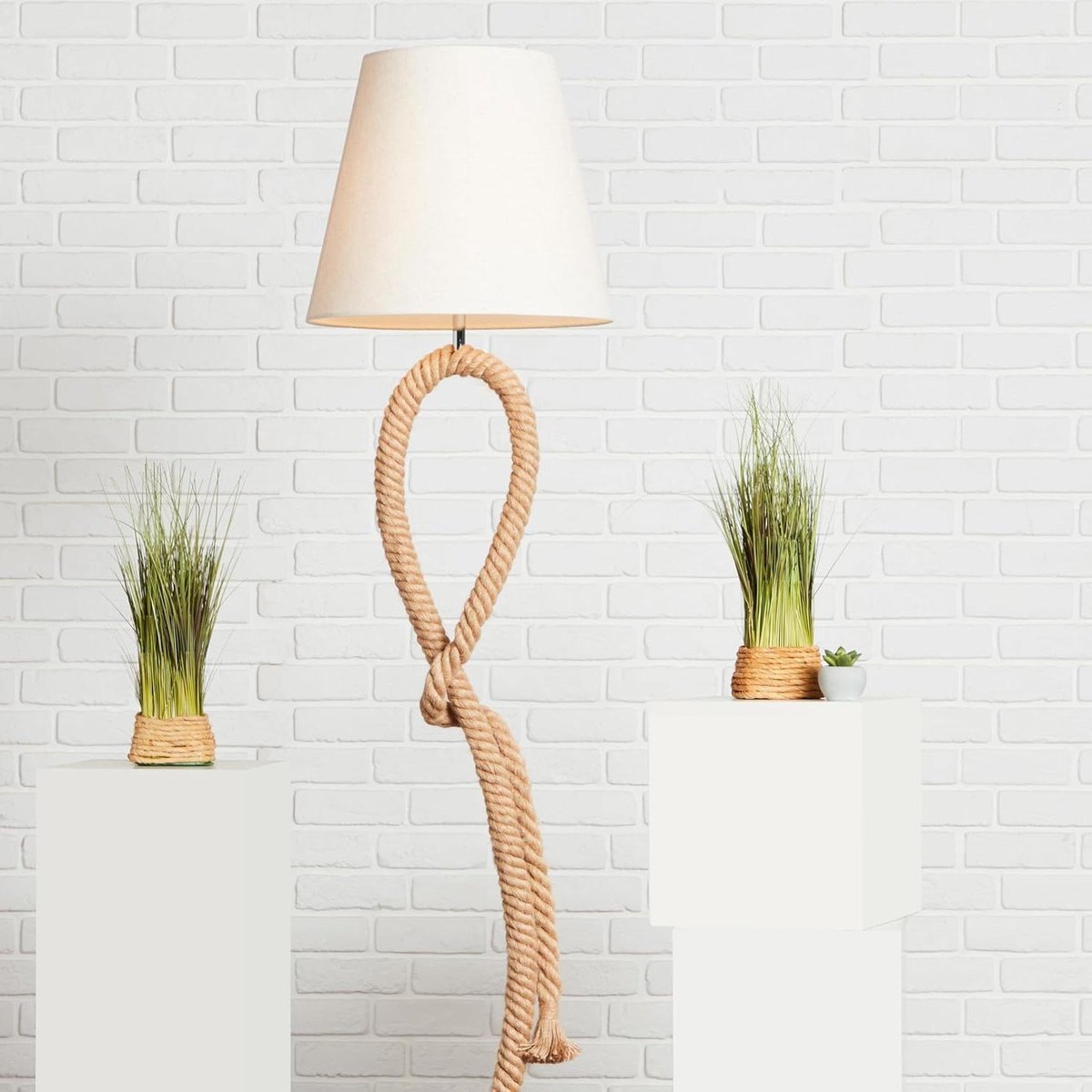 Natuurlijke vloerlamp met voetschakelaar - 175 cm hoog - Ø 40 cm - E27 fitting