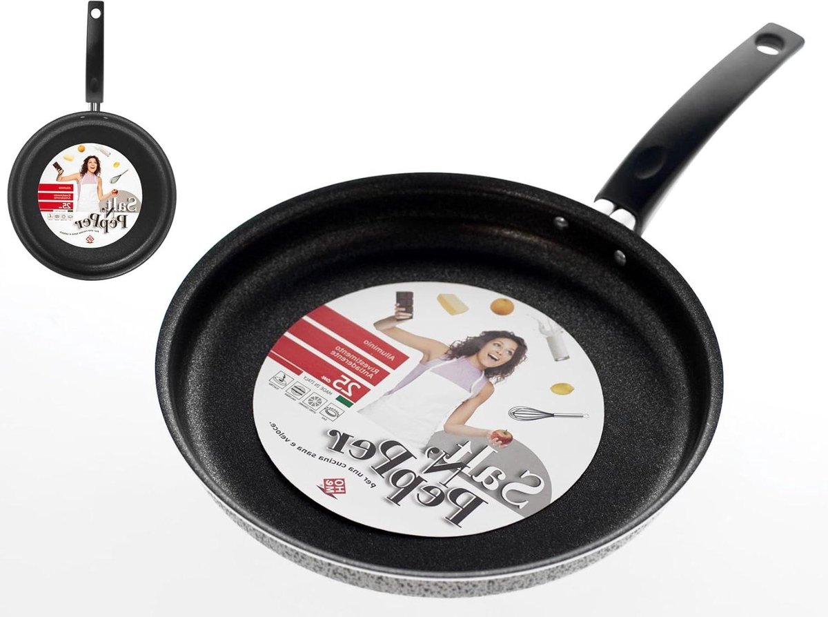 Pannenkoekenpan - Crêpepan - Gezond Koken - Gemaakt in Italië - 24 cm - Zwart