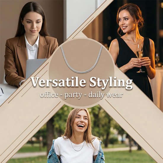 ketting zonder hanger, halsketting voor dames en meisjes, zonder hanger, slangenketting, bedelketting, zilveren ketting voor dames, zonder hanger, 40 cm — afbeelding 4