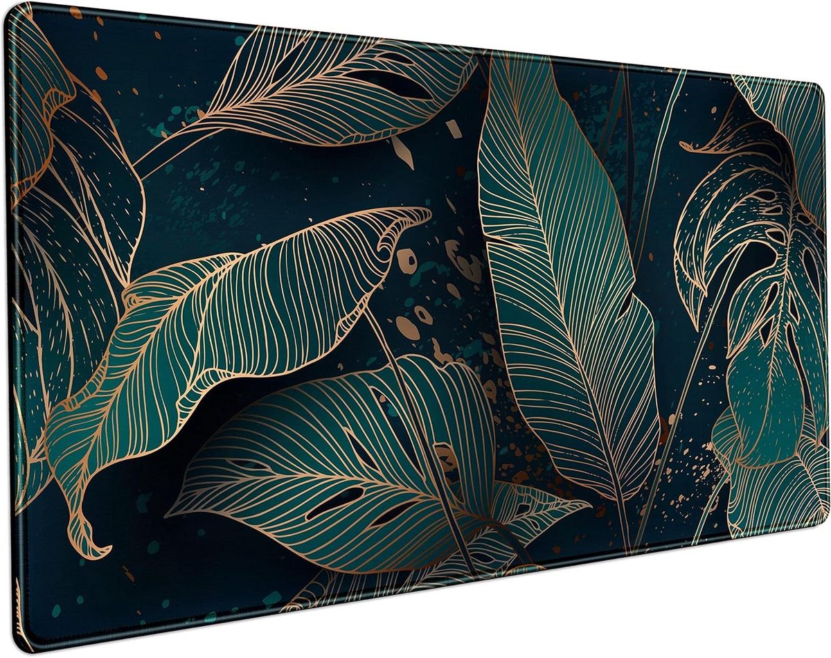 Bureauonderlegger - Grote bureaumat - Comfortabel werken - Gestikte randen - 80x40 cm - Groen Goud