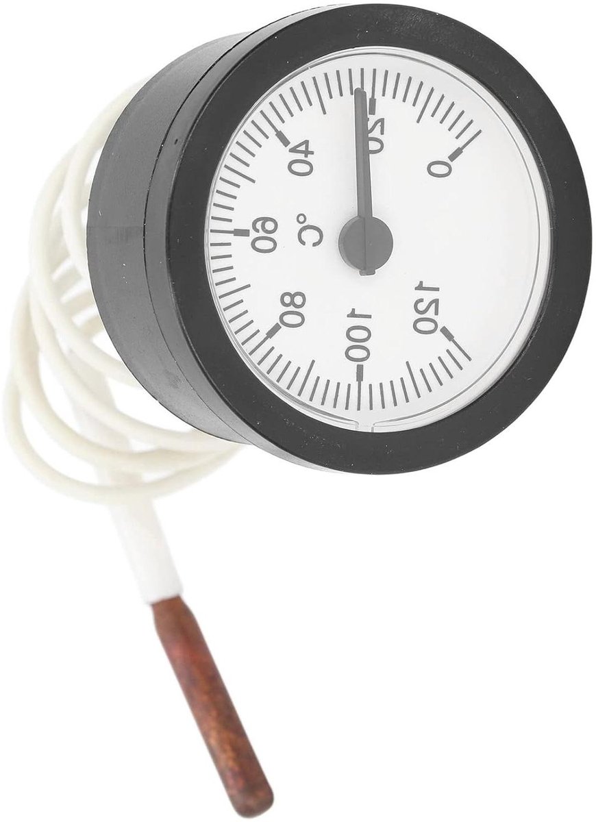 Bimetalen Thermometer - Temperatuurmeter Rond - Industriële Metingen - Met Signaaluitgang - 8 x 7 x 7 cm - Zilverkleurig