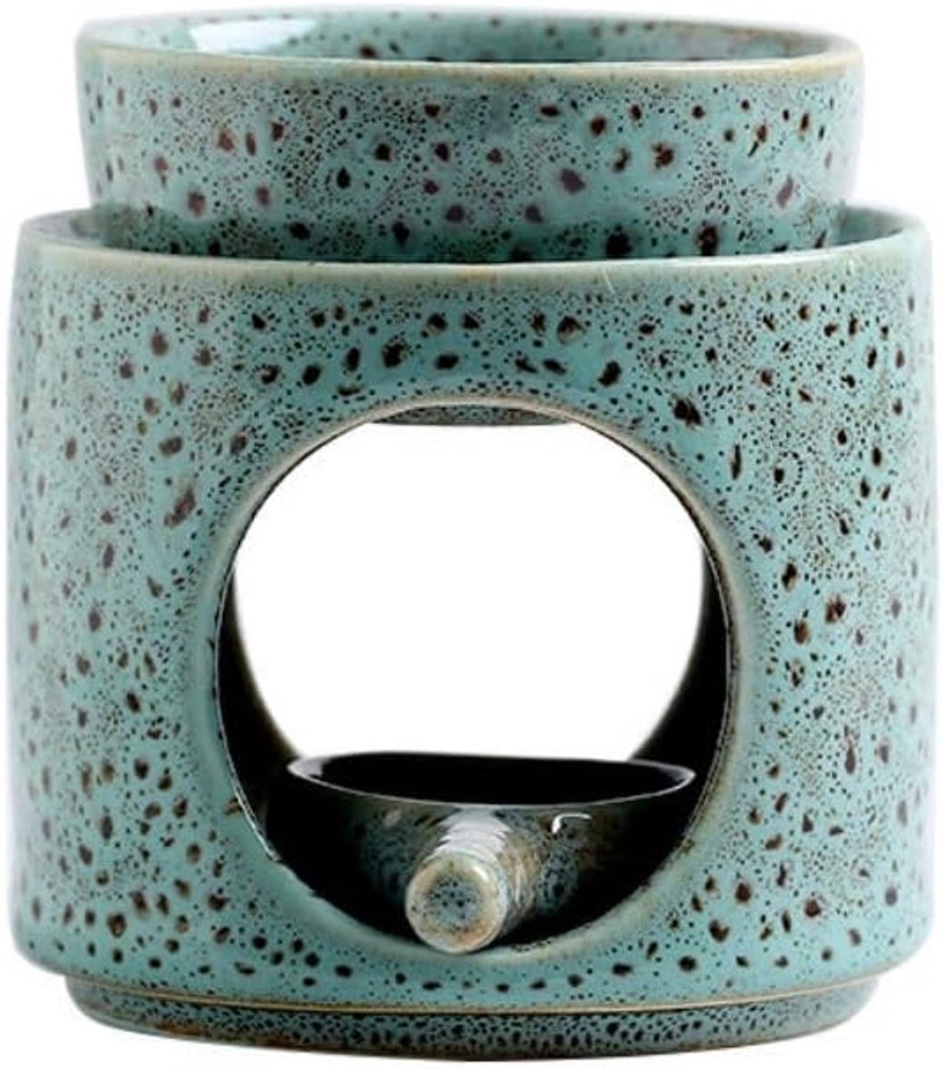 theelichthouder van keramiek, geurlamp van keramiek, wassmeltbrander Retro Blue Dot