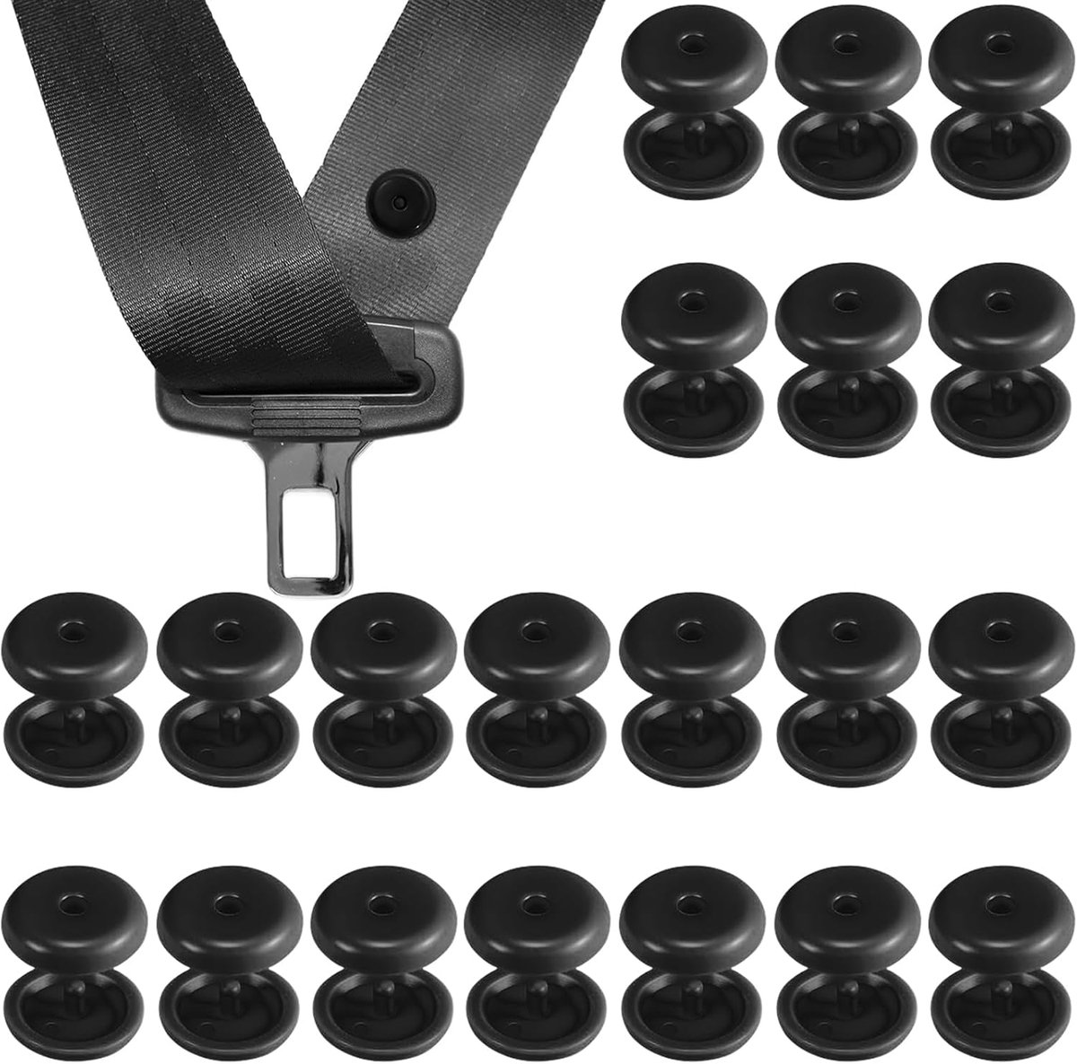 20 paar veiligheidsgordelstoppers, kunststof gordelstopper, universele stopper, autogordelknop voor autogordel, stopknopen, voor de meeste veiligheidsgordels in auto en SUV