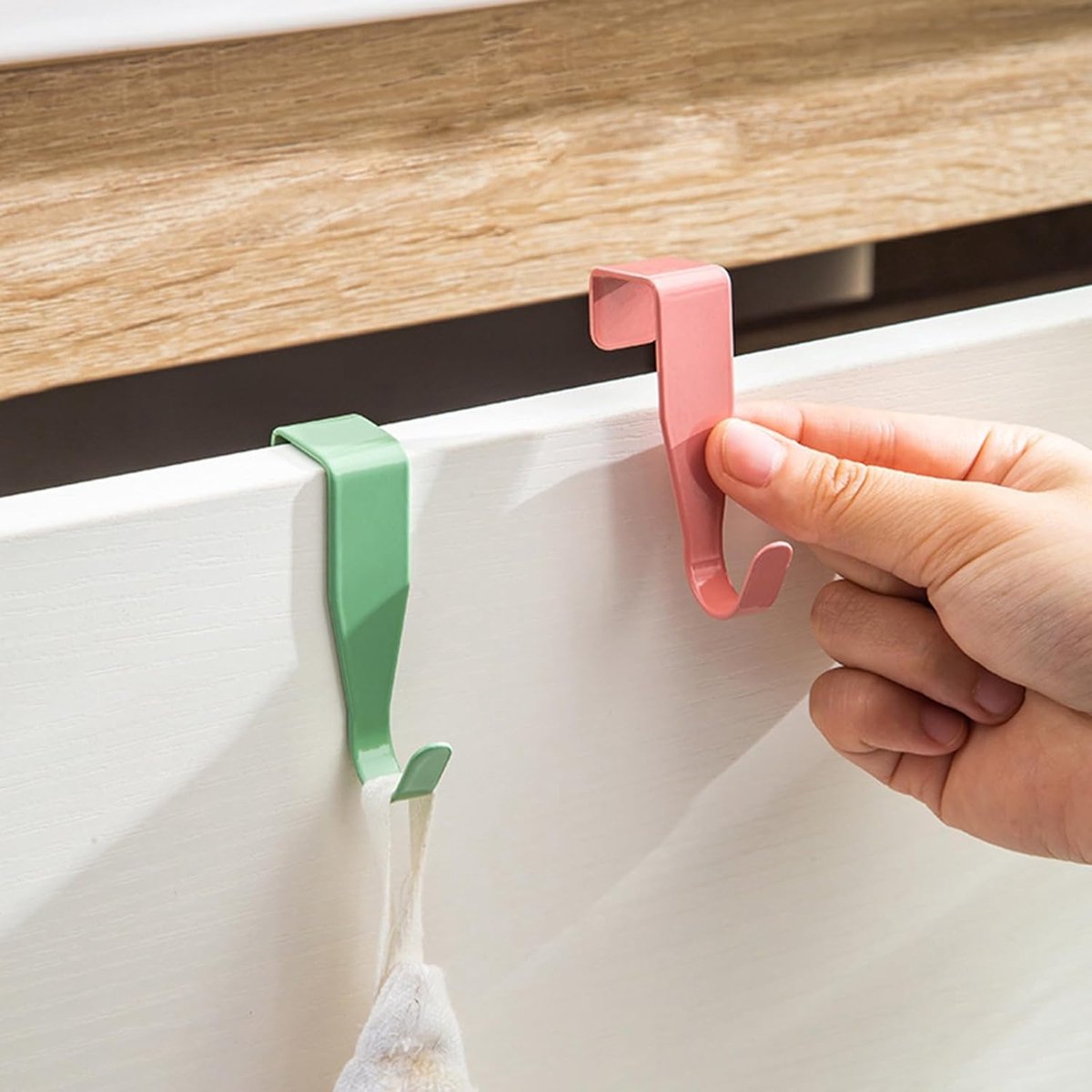Deurhaken, wit, deurhaken om op te hangen, haken voor het ophangen van voorwerpen, stabiele ophanging, geen boren, verkrijgbaar in verschillende kleuren, 4 stuks, wit