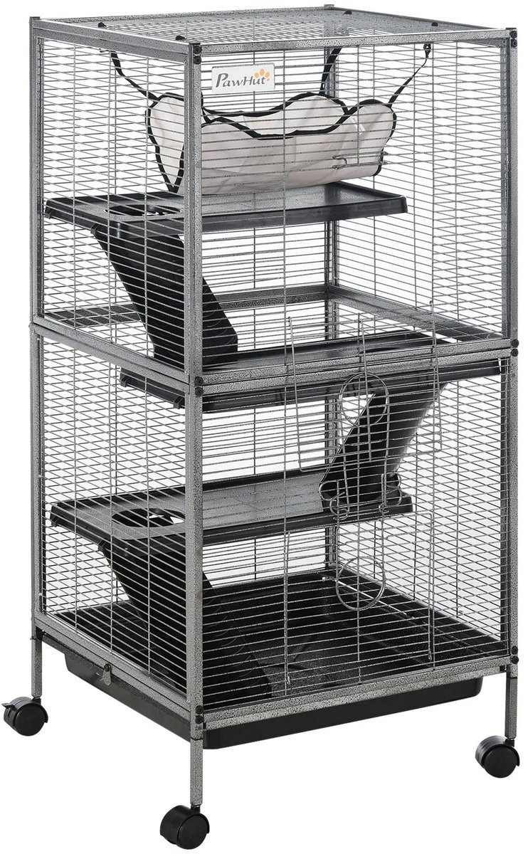 Geargalaxy Dierenkooi - Knaagdierkooi - Frettenkooi - Rattenkooi - Kleine Dierenkooi - Dierenverblijf - 4 Laags - 52x52cm - Grijs