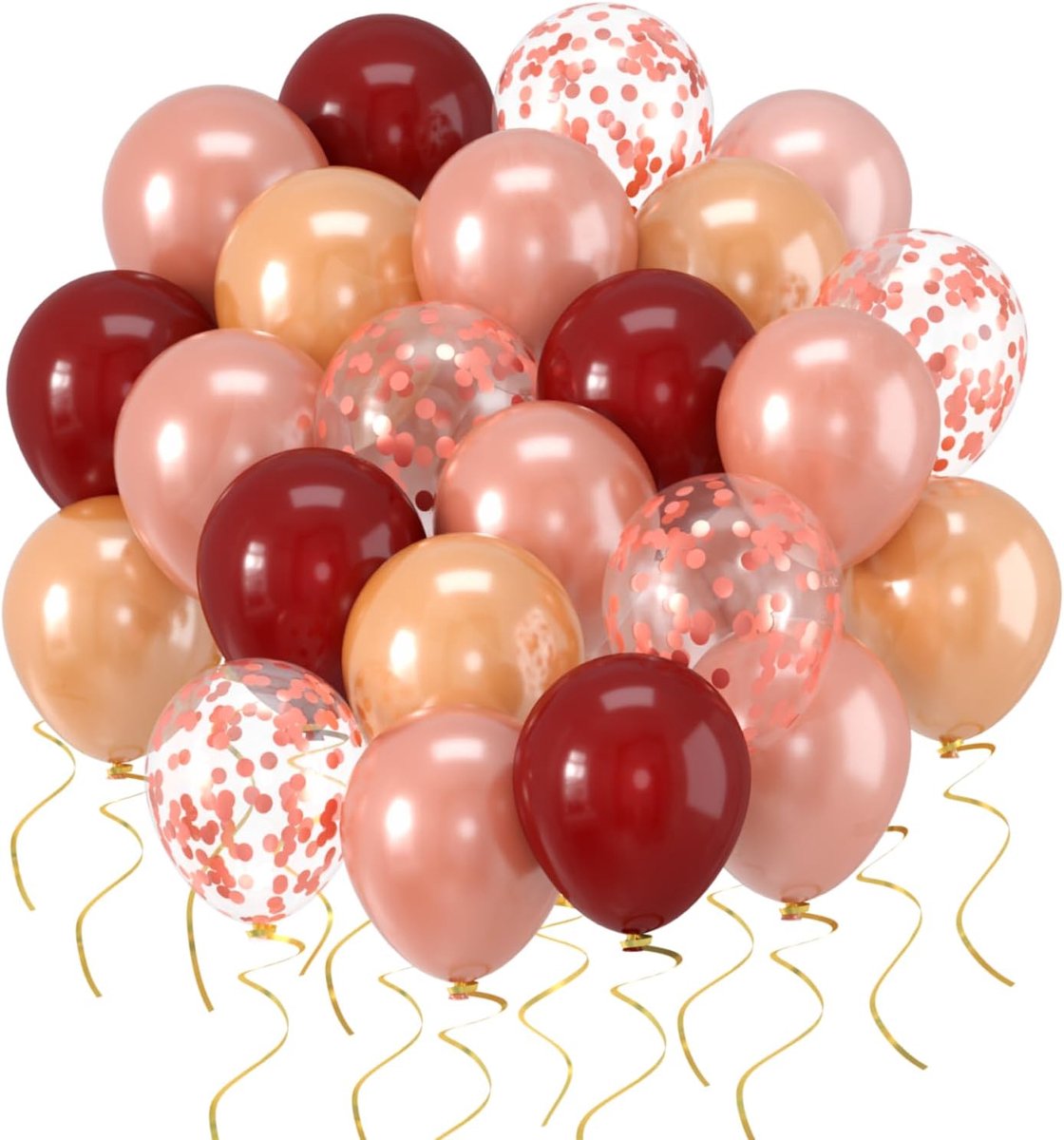 Ballonnen rosé rood goud 60 stuks 30 cm ballonnen grape rode latex ballonnen roségoud metallic confetti ballonnen voor verjaardag verloving party decoratie