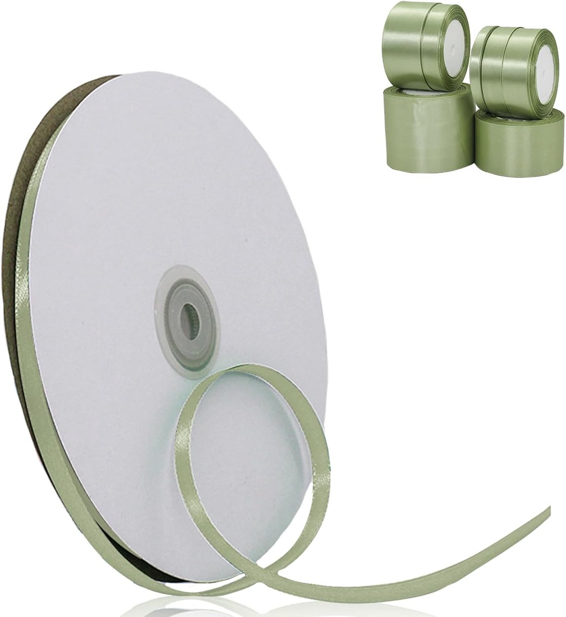 lint 6 mm voor geschenkverpakking 91 m, dubbelzijdig saliegroen satijnen lint 6 mm dik stoffen lint voor het maken van taartelint, haarstrik, ballon, kerstdecoratie, bruiloft auto lint