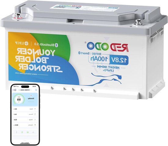 Lithium Batterij - LiFePO4 Accu - Camper Stroomvoorziening - Slimme Bluetooth Controle - 100Ah 12V - Niet gespecificeerd
