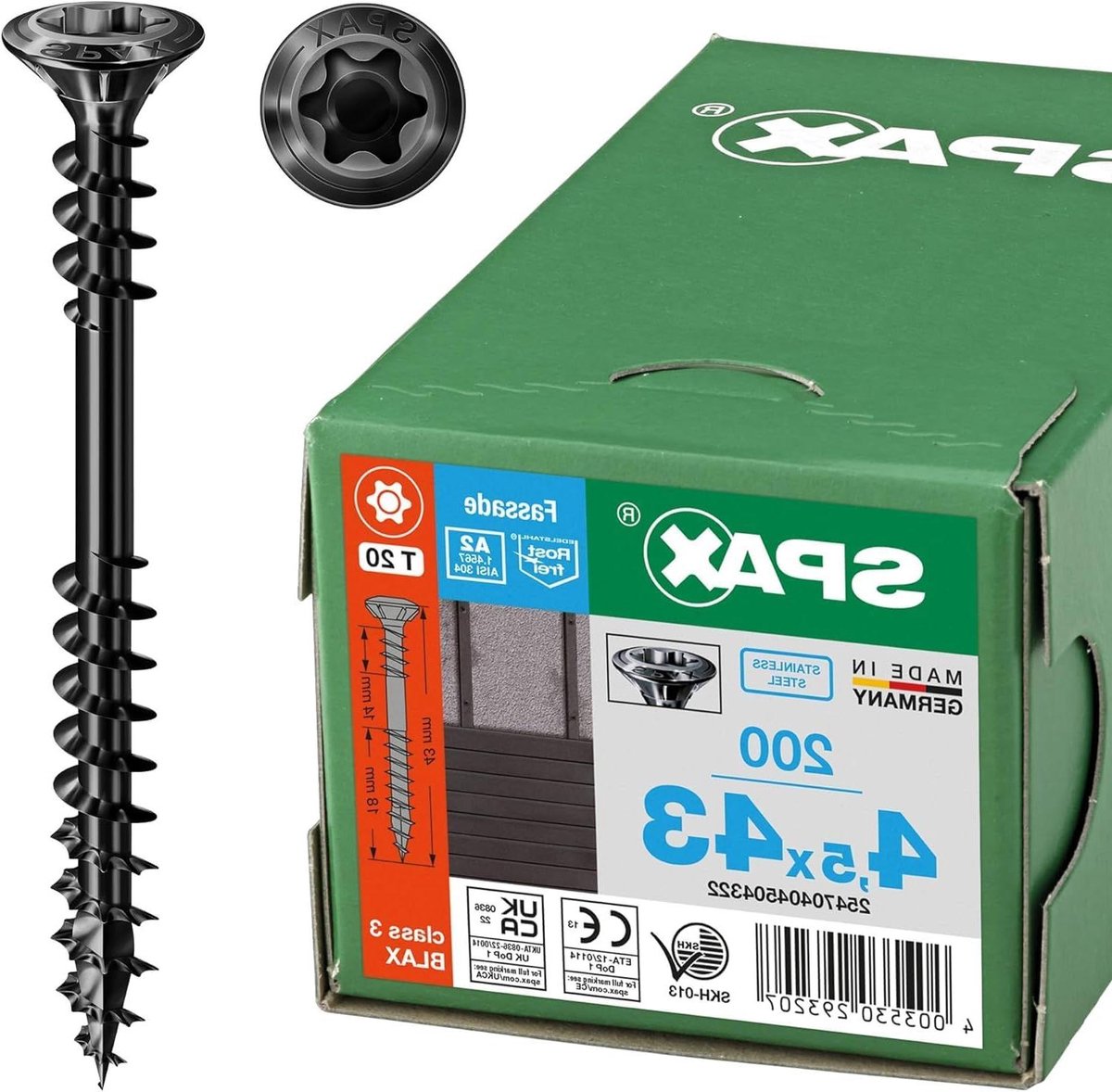 Gevelschroeven - Houtschroeven Fixeer - Gevel Montage - Verzonken Lenskop - 45 x 43 mm - Zwart