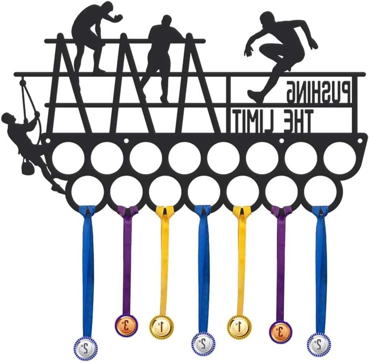 Decoratieve medaille standaard - Medaille hanger - Sport prestaties tonen - Honingraat ontwerp - 40x25 cm - Zwart