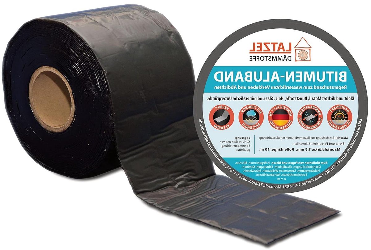 Bitumen Aluband - Reparatietape Afdichtingstape - Lekkages Afplakken - Weerbestendig Elastisch - 50 mm x 10 meter - Zwart