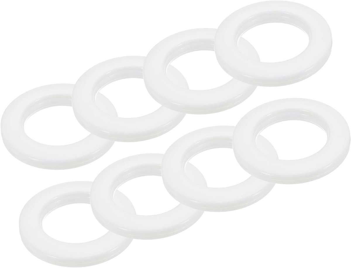 Gordijnringen 1-3/5 inch ID, matte stijl, ronde gordijnringen van kunststof, nanometrische schaal, geluidsarm, Romeinse ringen (wit)
