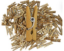 Wasknijpers, set van 400, houten knijpers, foto's ophangen, cadeaus inpakken, knutselen, goud
