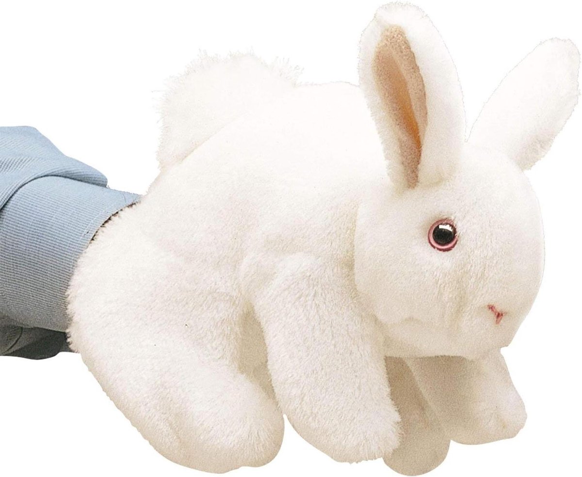 Handpop Konijn - Pluche Dier - Verhalen Vertellen - Zacht en Verlegen - 20 cm - Wit